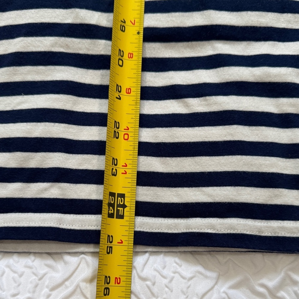 J. Crew Funnel Neck Stripped Blue and White Pullover 100% Cotton Women’s Size M - Picture 8 of 9